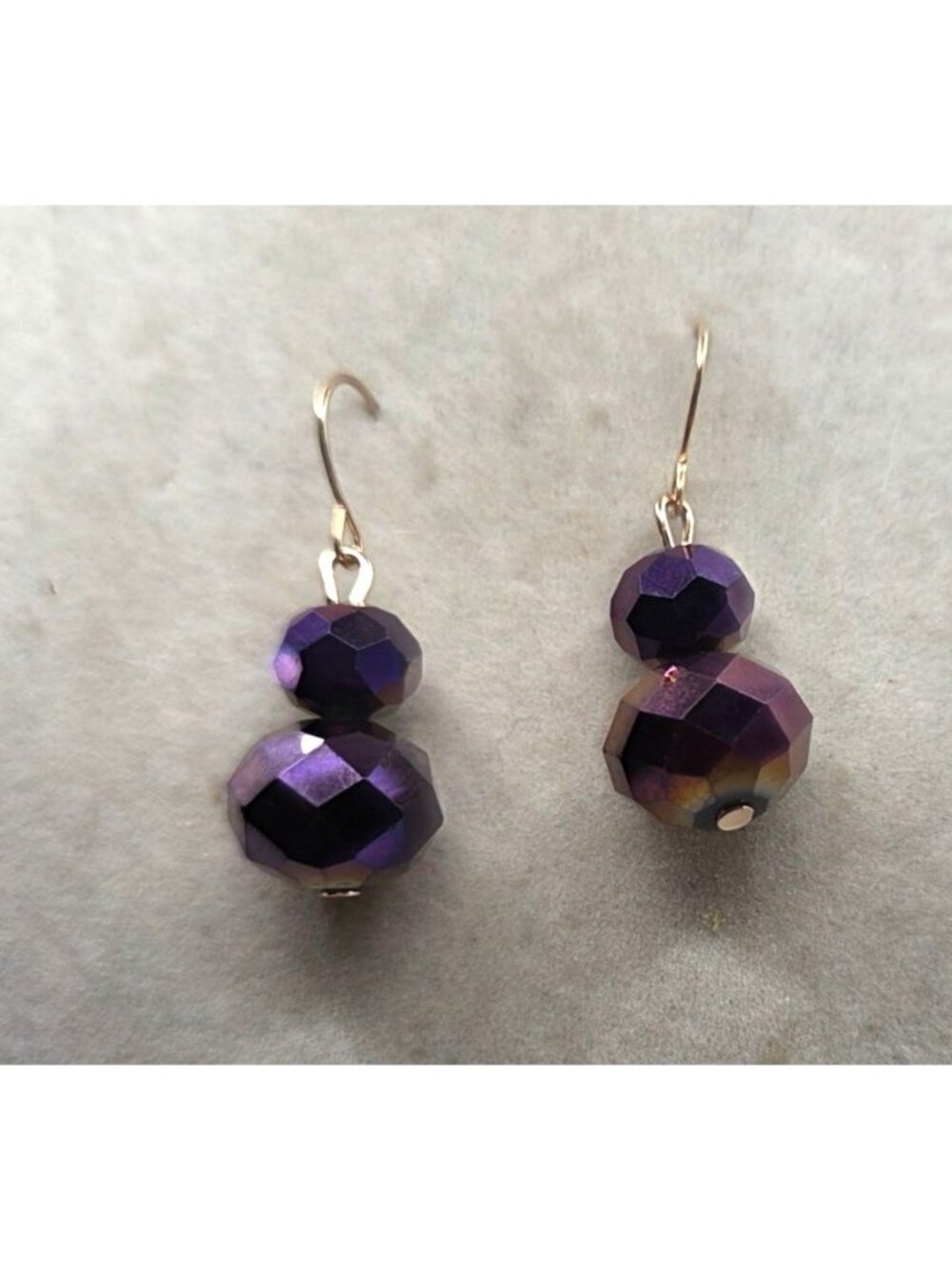 Purple Faceted Bead Dangle Earrings